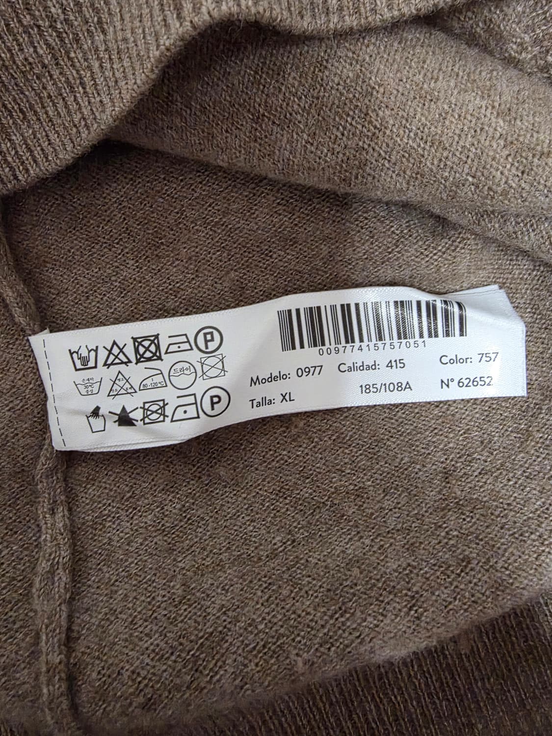 마시모두띠 남성 울 캐시미어 니트 Dark Beige XL 
 상품이미지6