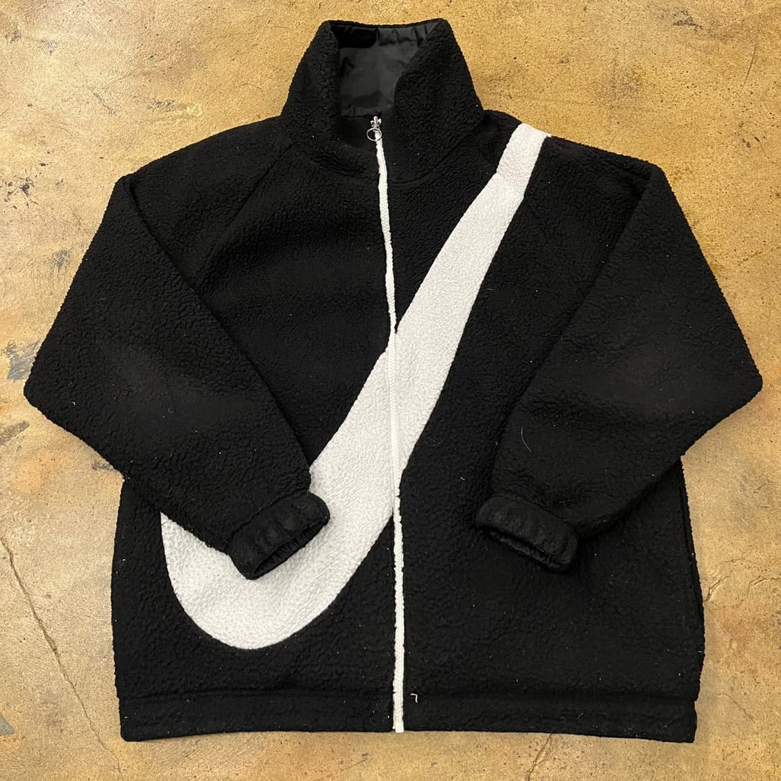 [정품/S] 나이키 검정 흰색 뽀글이 플리스 바람막이 양면 자켓 b16 상품이미지2