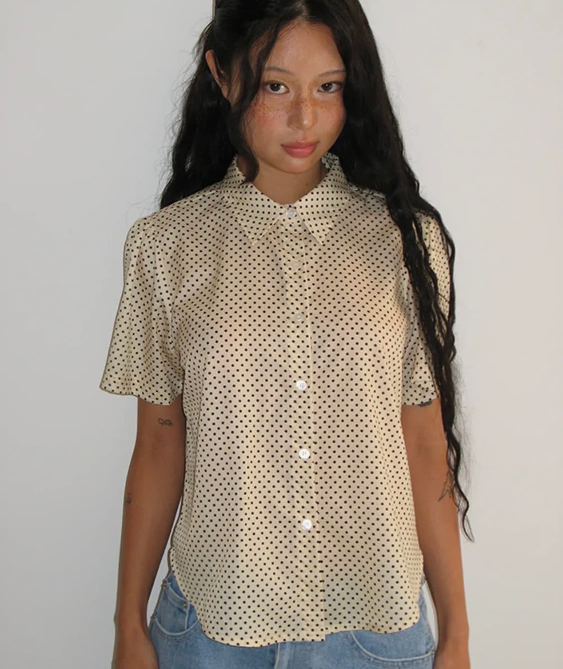 론론 도트 반팔 셔츠 상품이미지2