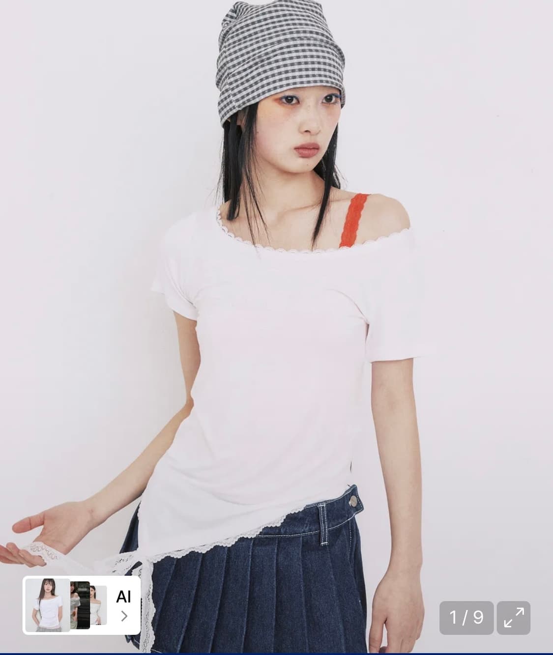 유희 YOUHEE LACE UNBALANCE T-SHIRTS_WHITE 상품이미지2