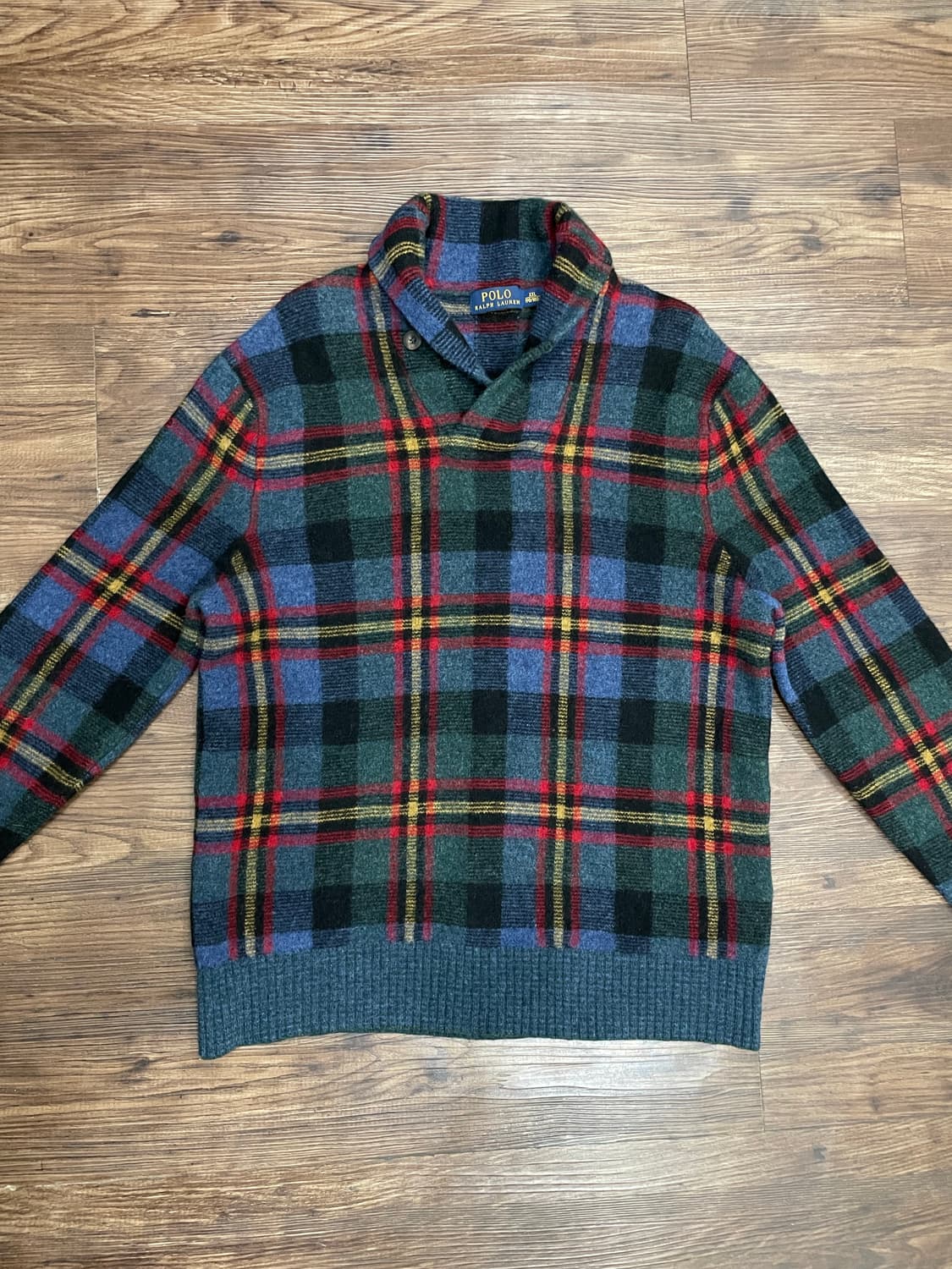 폴로 랄프로렌 엘보패치 숄카라 타탄 울 스웨터 니트 상품이미지3