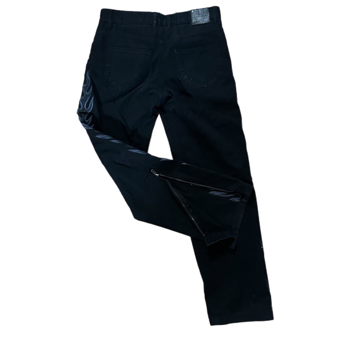 펑크 블랙불꽃 자수 지퍼 팬츠 상품이미지3