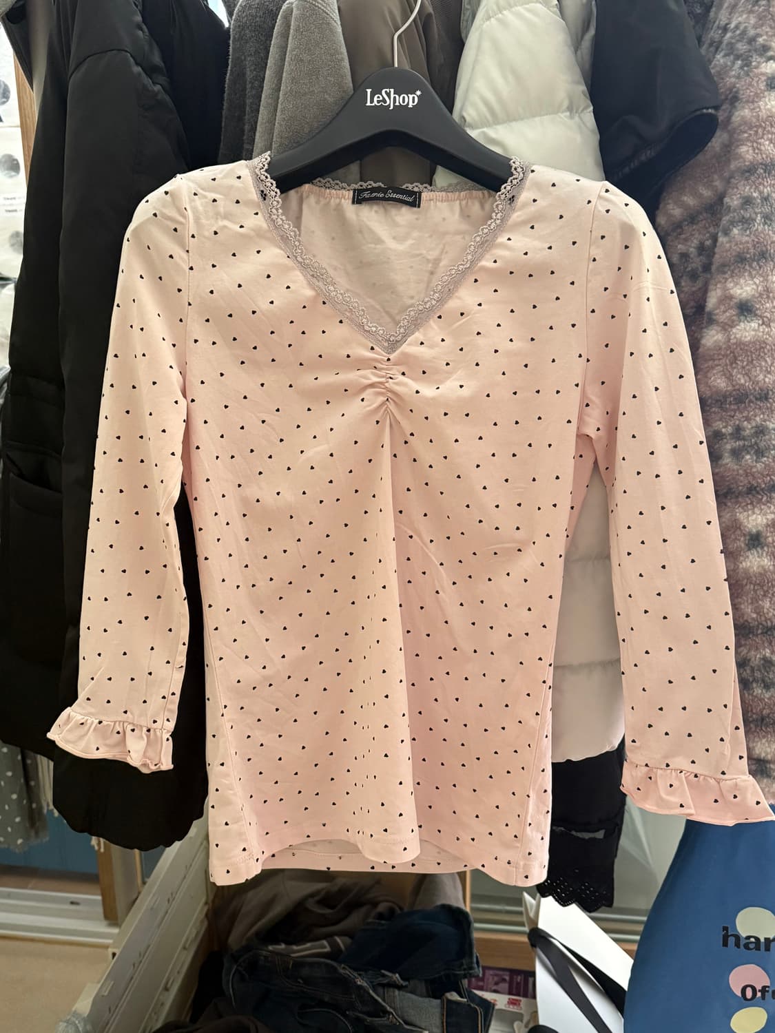 샵페어리 미니 하트 레이스 탑 (라이트핑크) 상품이미지1