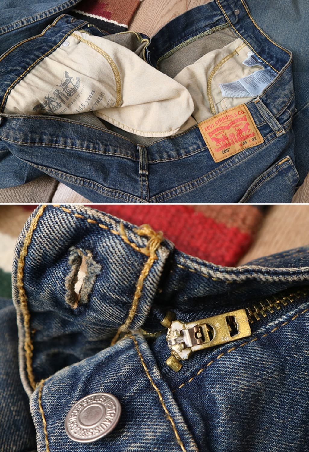 LEVIS 리바이스 505 워싱 가공데님 34사이즈  상품이미지7