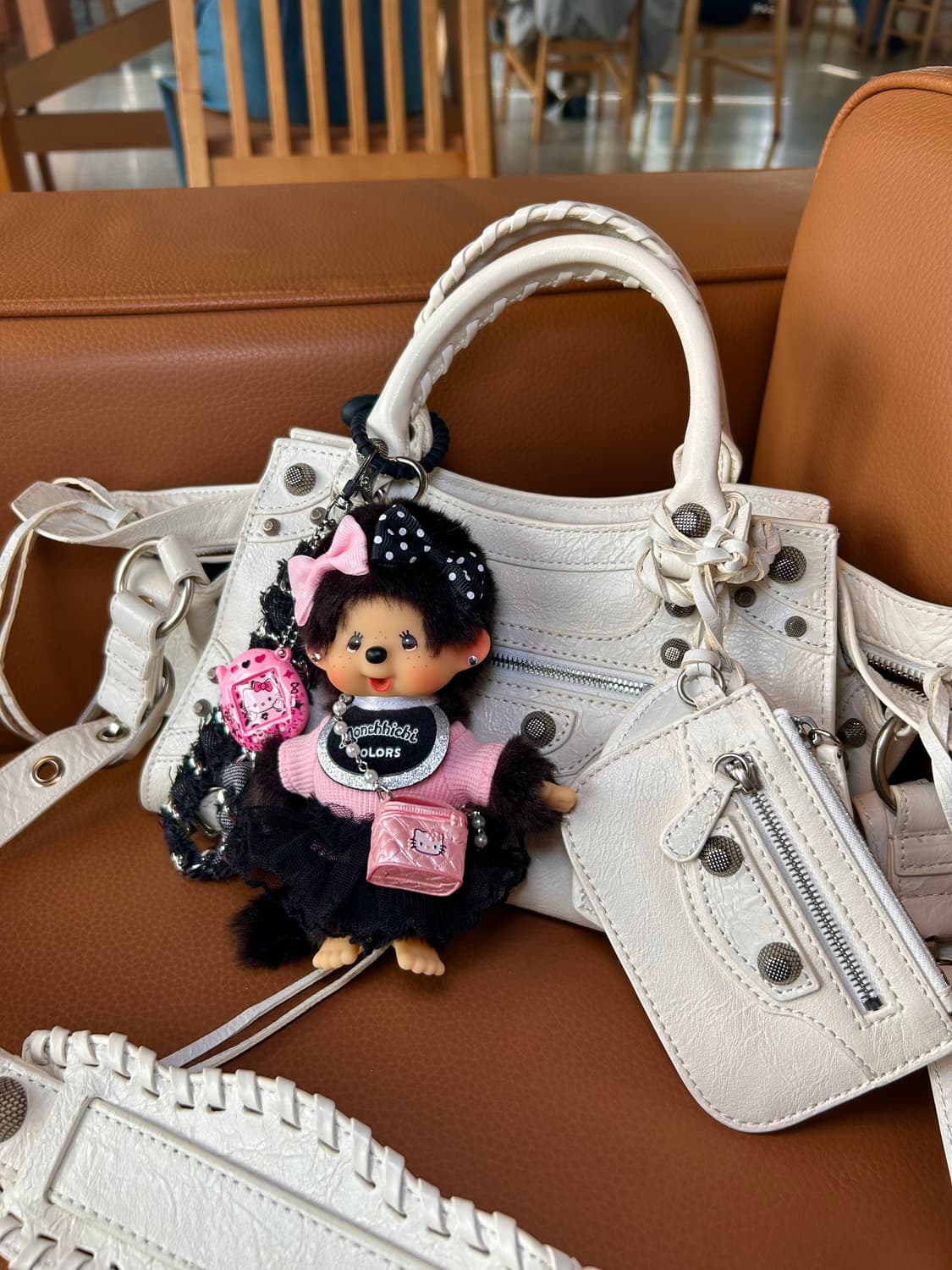 (87)💖정품몬치치커스텀키링키티무드😸핑크블랙리본🎀 상품이미지3