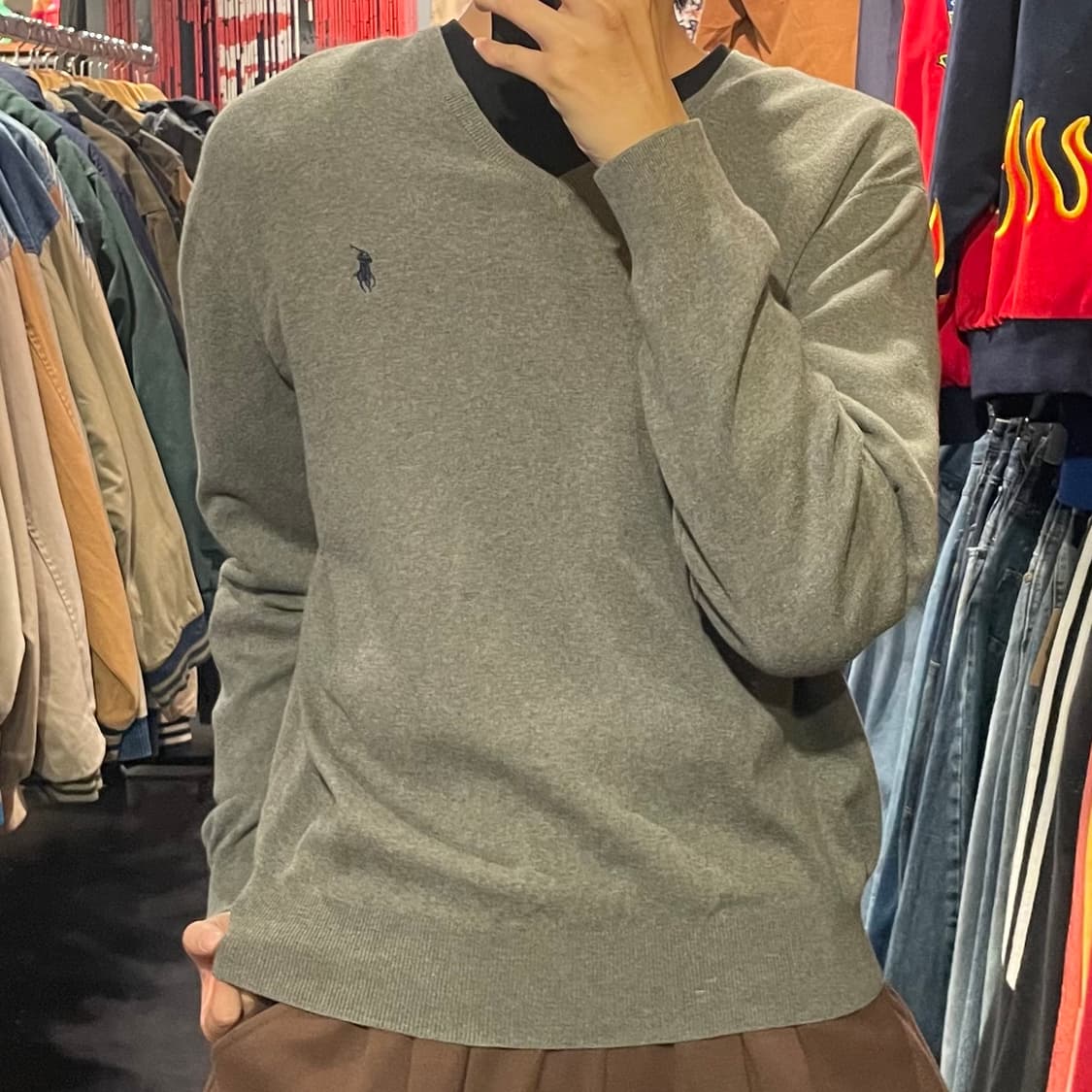 [IM] Polo 폴로랄프로렌 브이넥 그레이  긴팔니트 상품이미지2