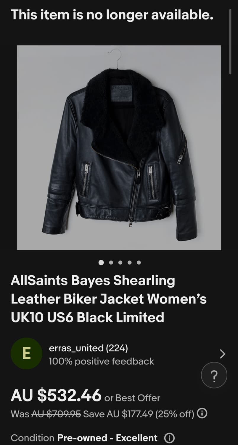 올세인츠 시어링 바이커 가죽 자켓 상품이미지9