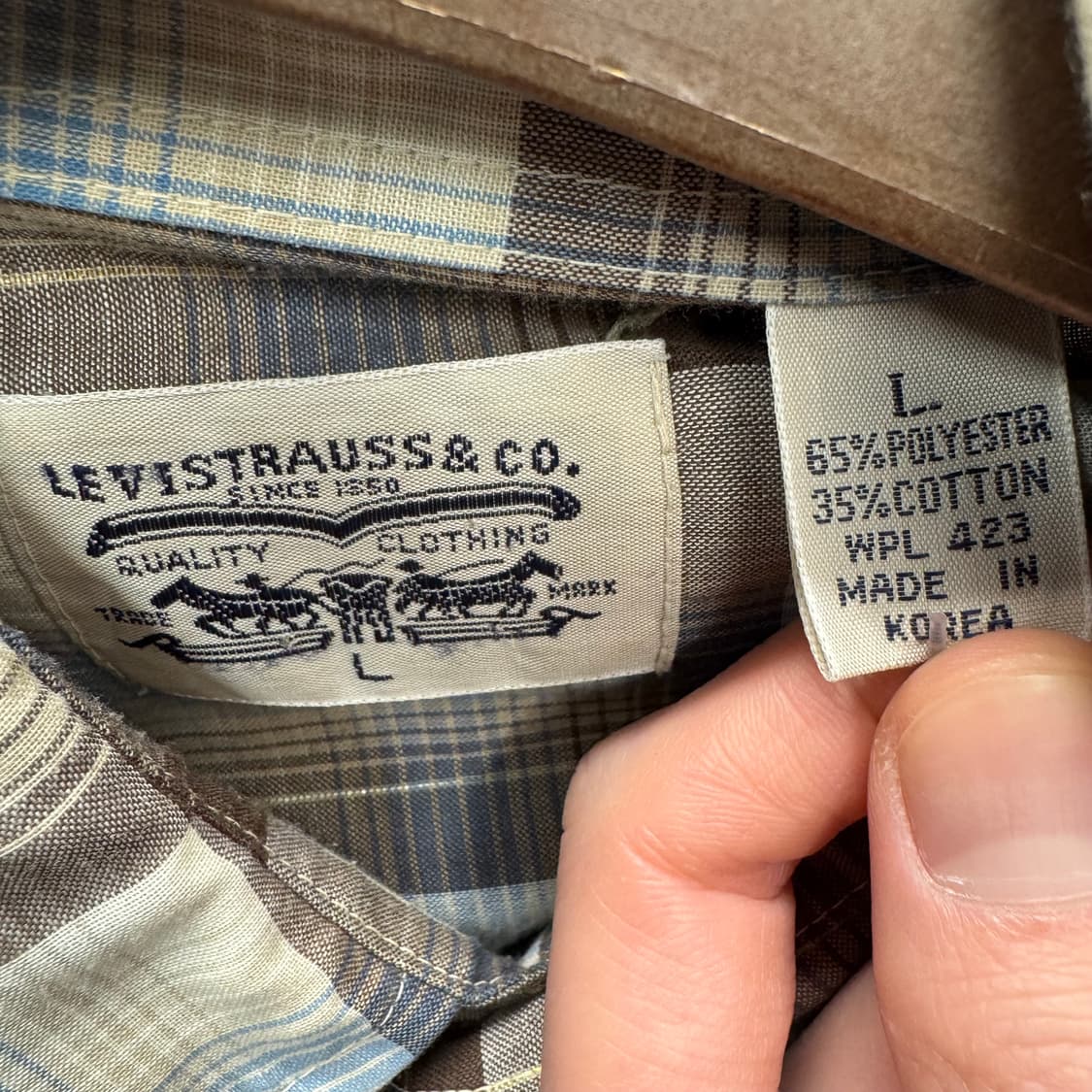 90s 리바이스 체크 패턴 웨스턴 셔츠 전면 투포켓 포인트 배색 상품이미지5