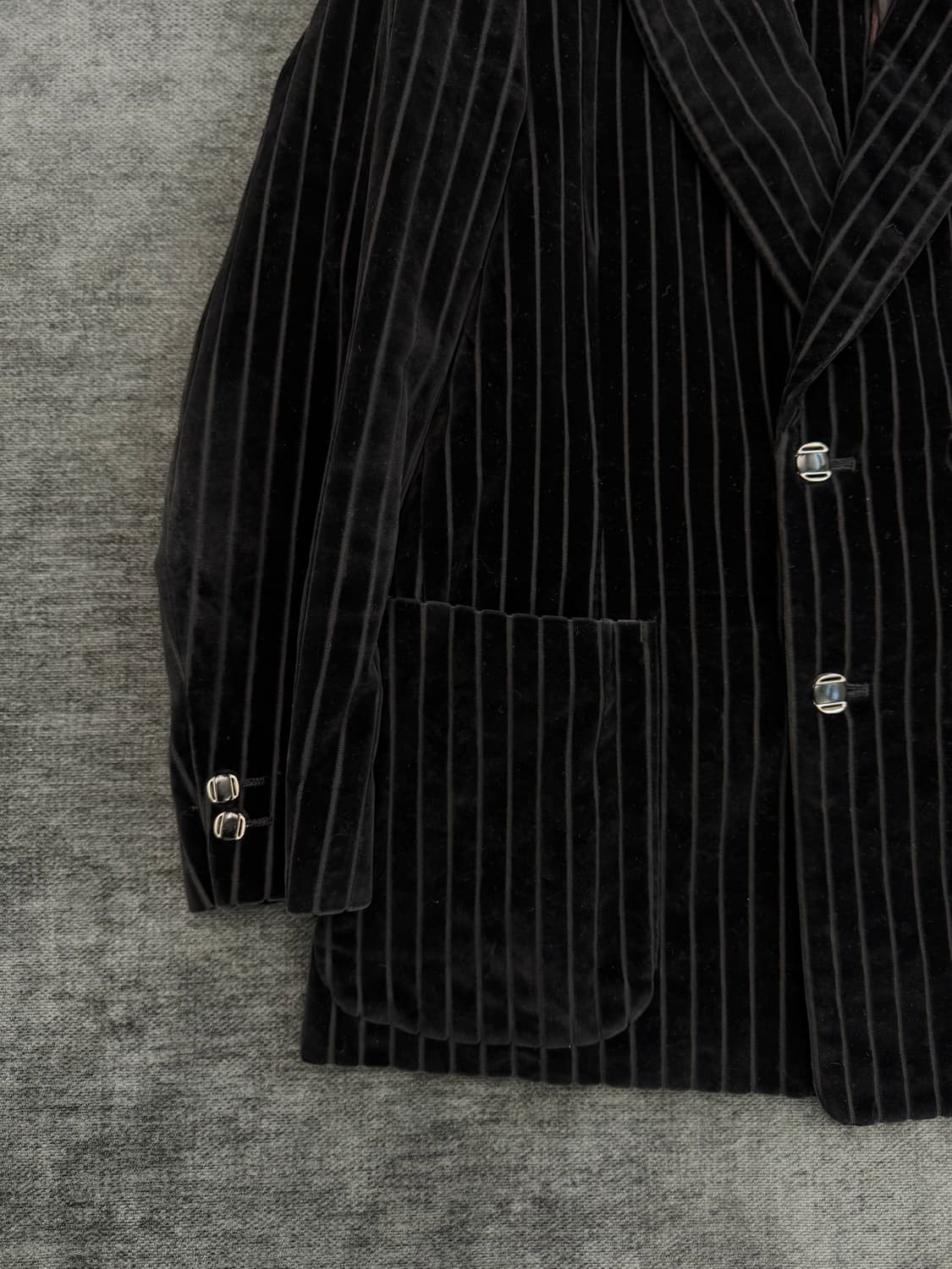 빈티지 벨벳 스트라이프 더블 테일러드 자켓 상품이미지2