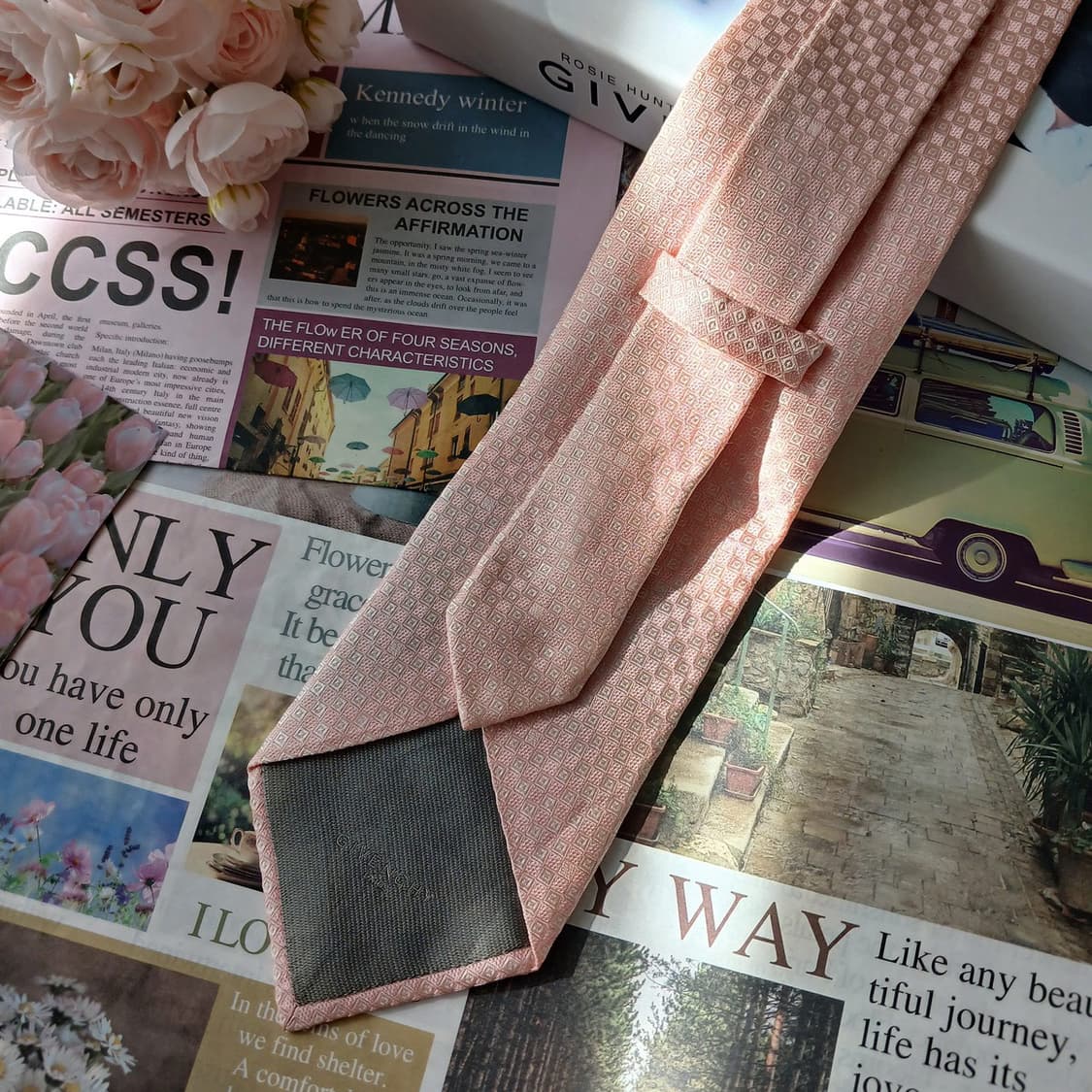 지방시 실크 핑크 다이아 패턴 넥타이 9.6cm A등급 A18846
 상품이미지3