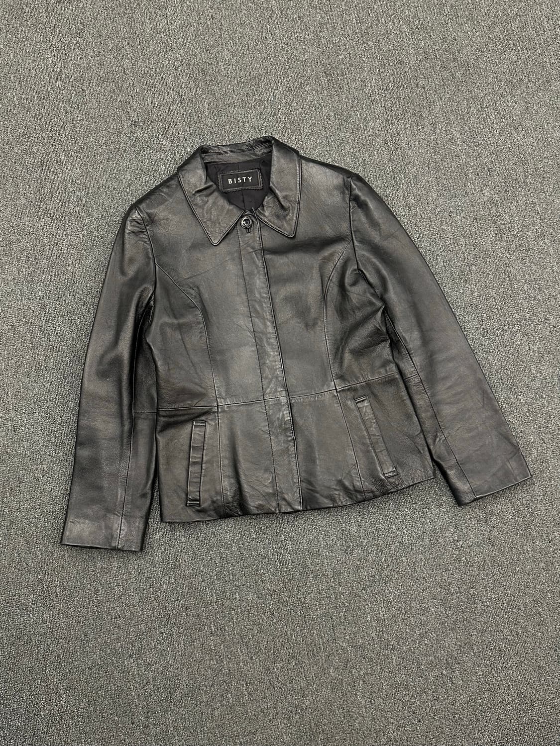 38)Japanese vintage 여성 히든버튼 레더자켓 상품이미지1