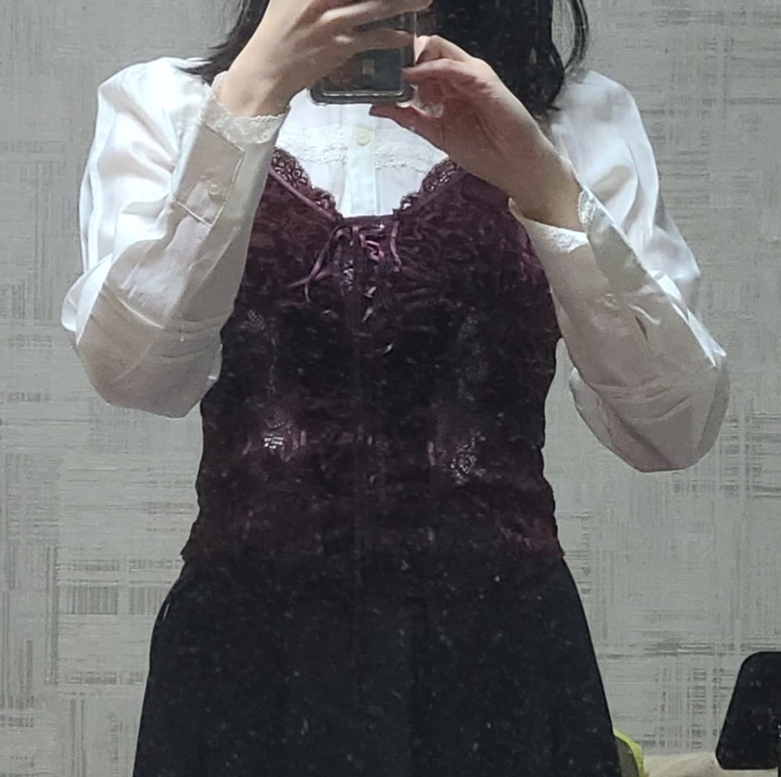 익스프레스 벨벳 레이스 버건디 코르셋 탑 뷔스티에 상품이미지9