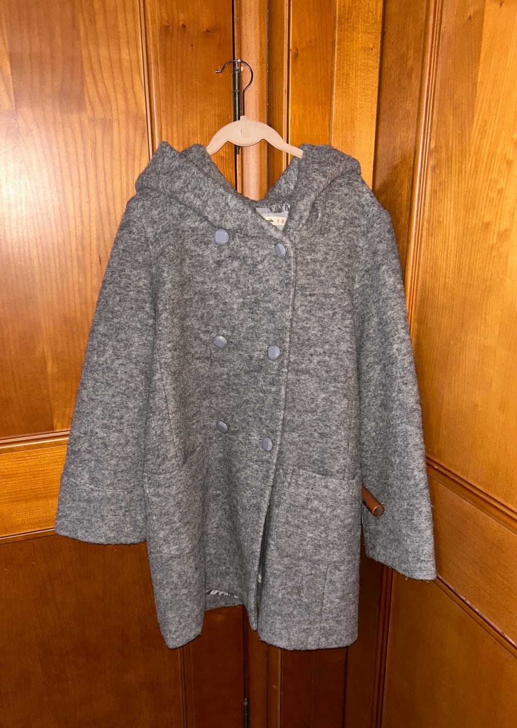 Grey Button Hooded Coat / 그레이 버튼 후드 코트 상품이미지2