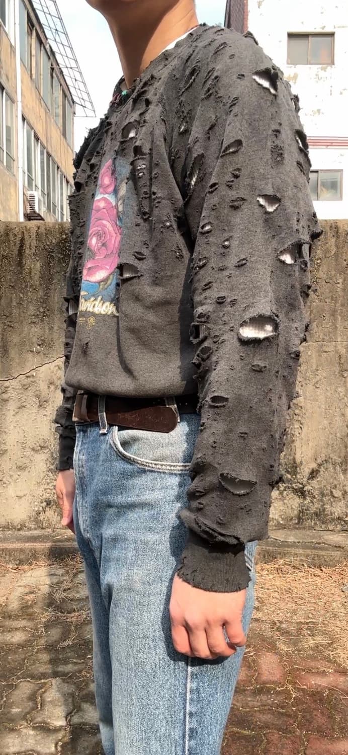 80s 3d엠블럼 할리데이비슨 디스트레스드 스웻셔츠 상품이미지4