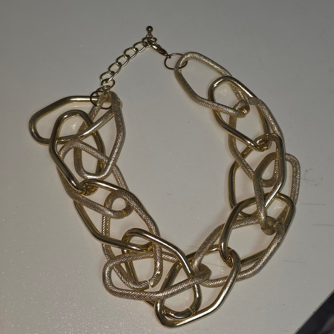 빈티지)보헤미안 앤틱 라지 y2k 자라h&m깔 볼드 커브체인 골드 목걸이 상품이미지3