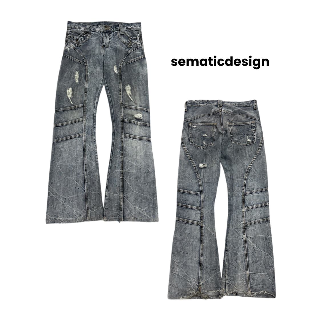 세만틱디자인 제팬 부츠컷 워싱 락 펑크 데님팬츠 상품이미지1