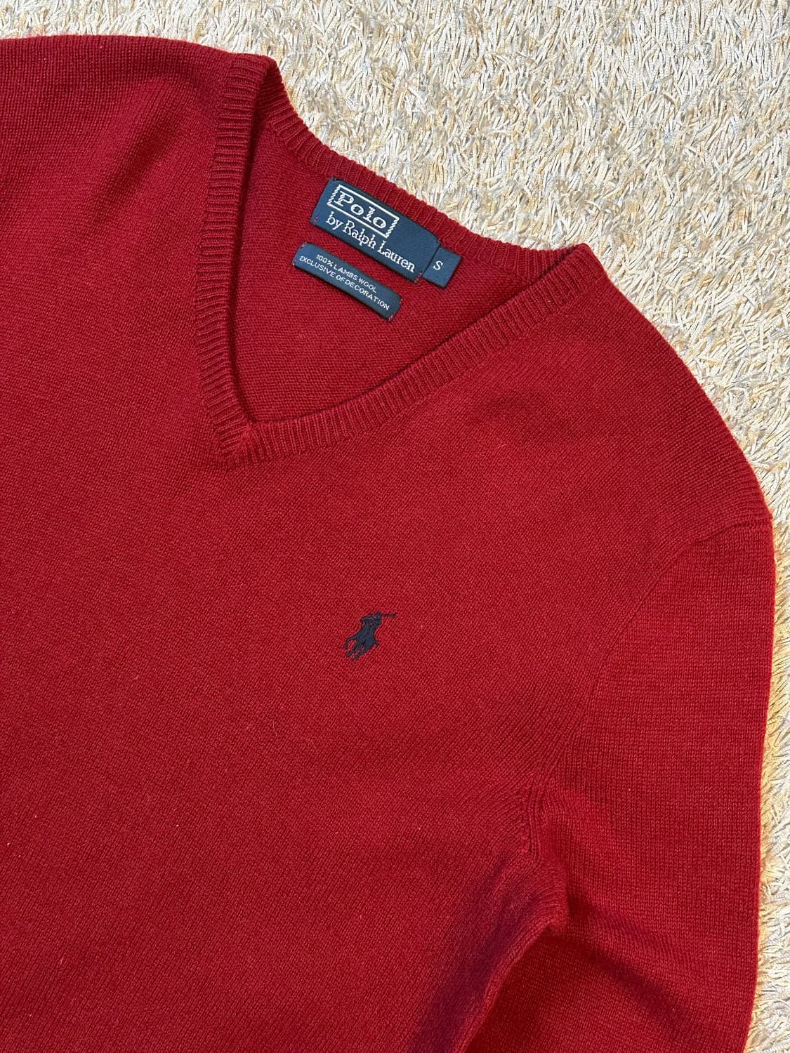 폴로 랄프로렌 네이비포니 램스울 브이넥 니트 레드 상품이미지2