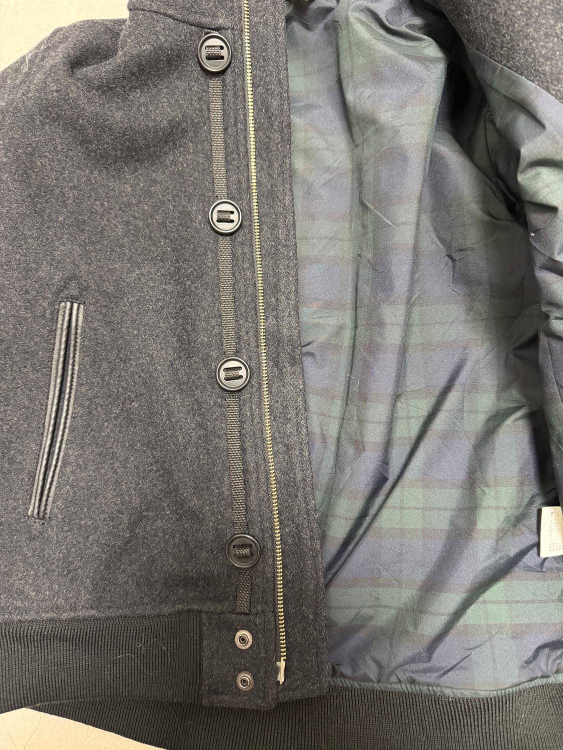 차콜 투웨이 숏코트 후드 자켓 체크안감 더블코트 상품이미지5