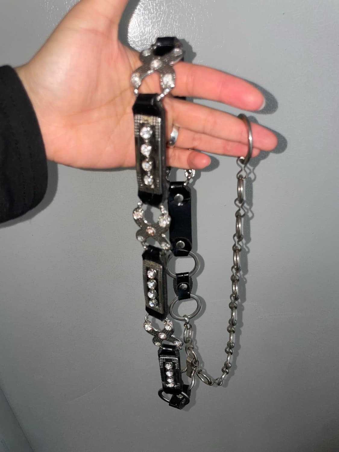 큐빅 레더 체인 벨트 상품이미지1