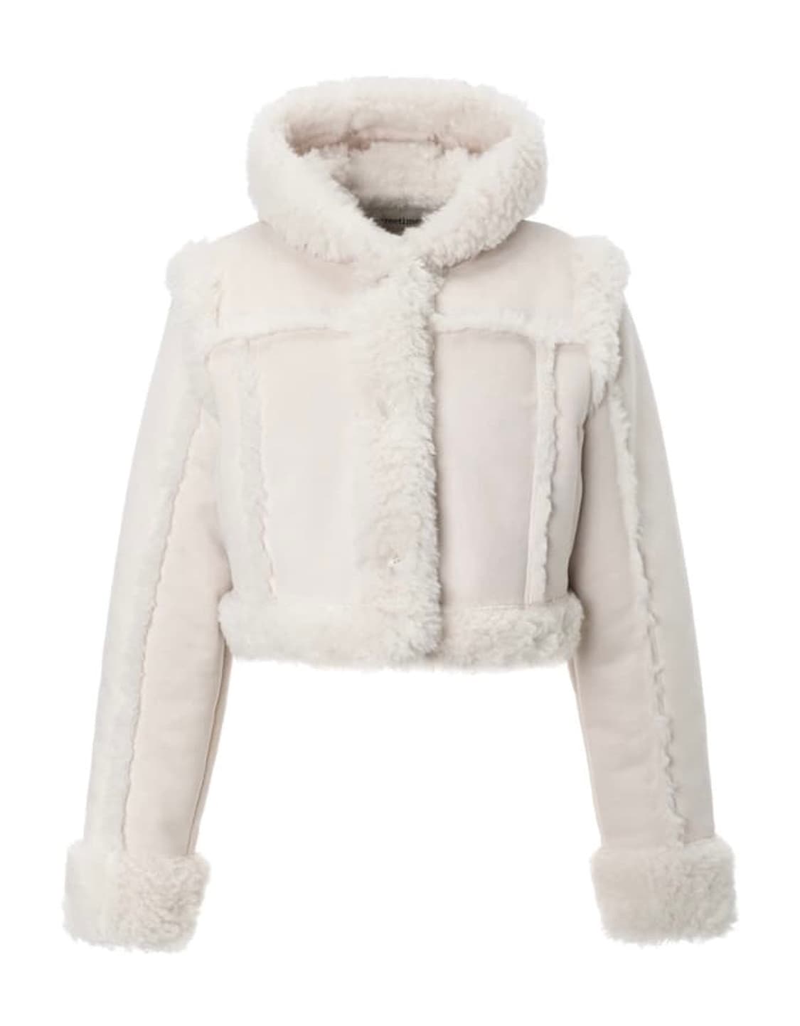 쓰리타임즈 베이비 후디 퍼코트 무스탕 아이보리 상품이미지1