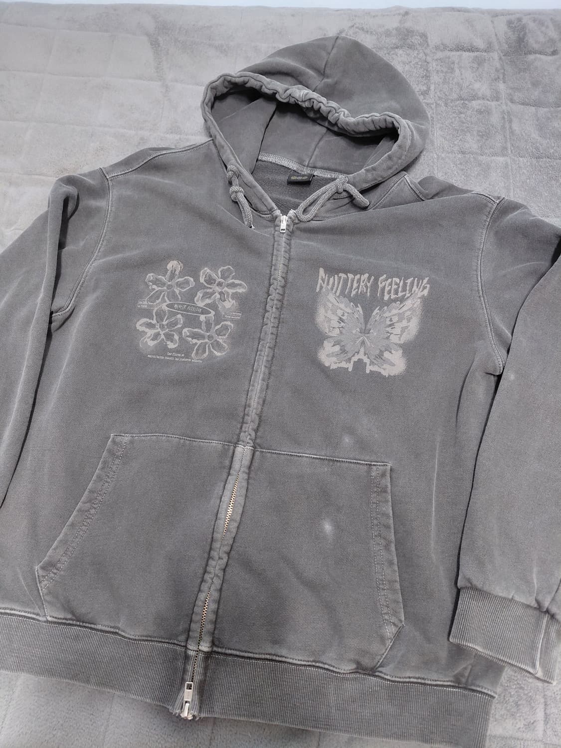 [2-WAY] 플러터리 피그먼트 후드 집업 스모크 상품이미지3