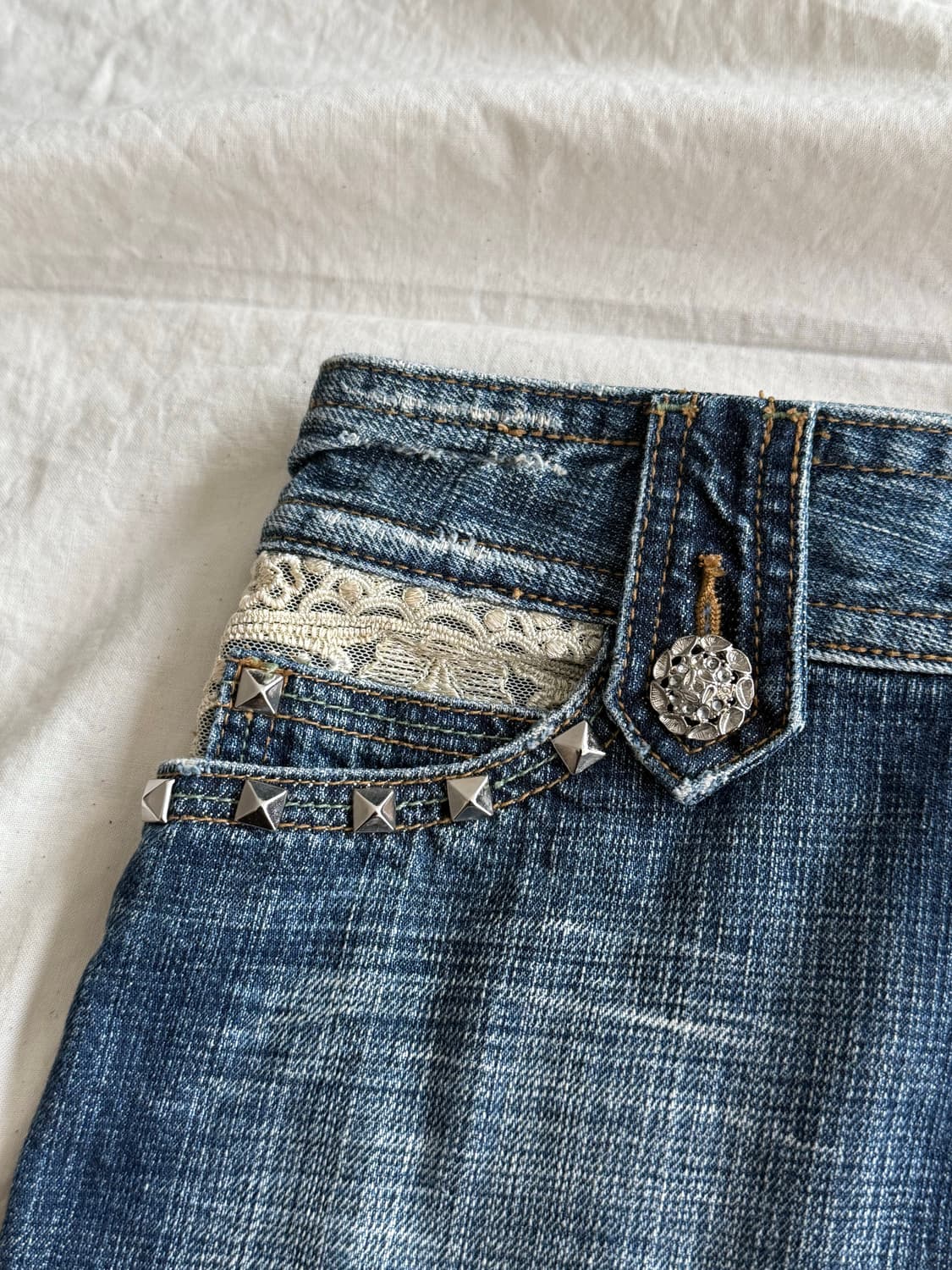 버터플라이 자수 y2k 페어리 데님 스커트 상품이미지6