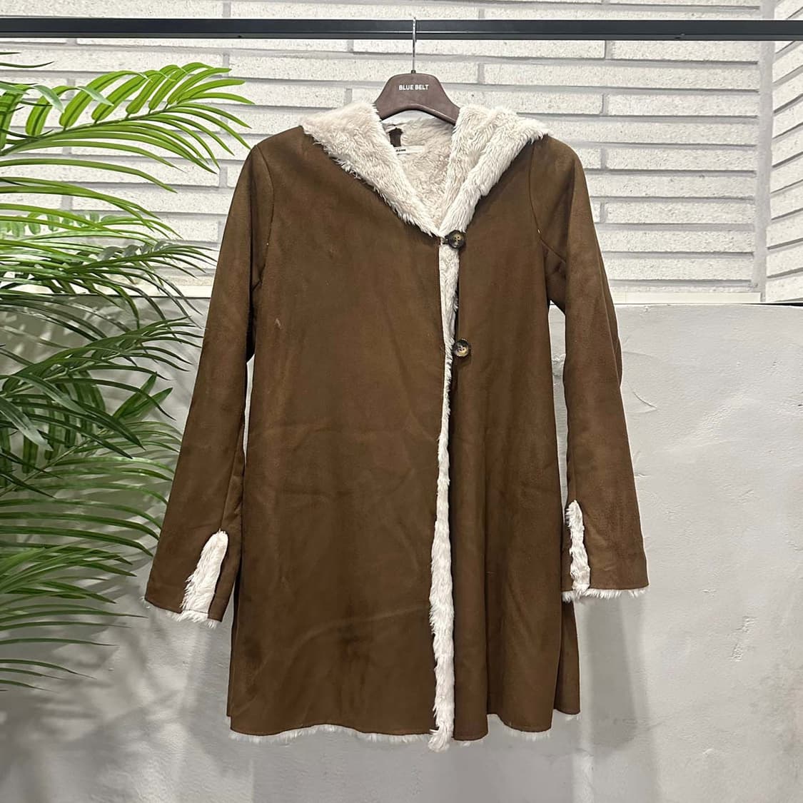 JPN VINTAGE 무스탕 후드 퍼자켓 투버튼 투포켓 디테일 브라운 상품이미지2