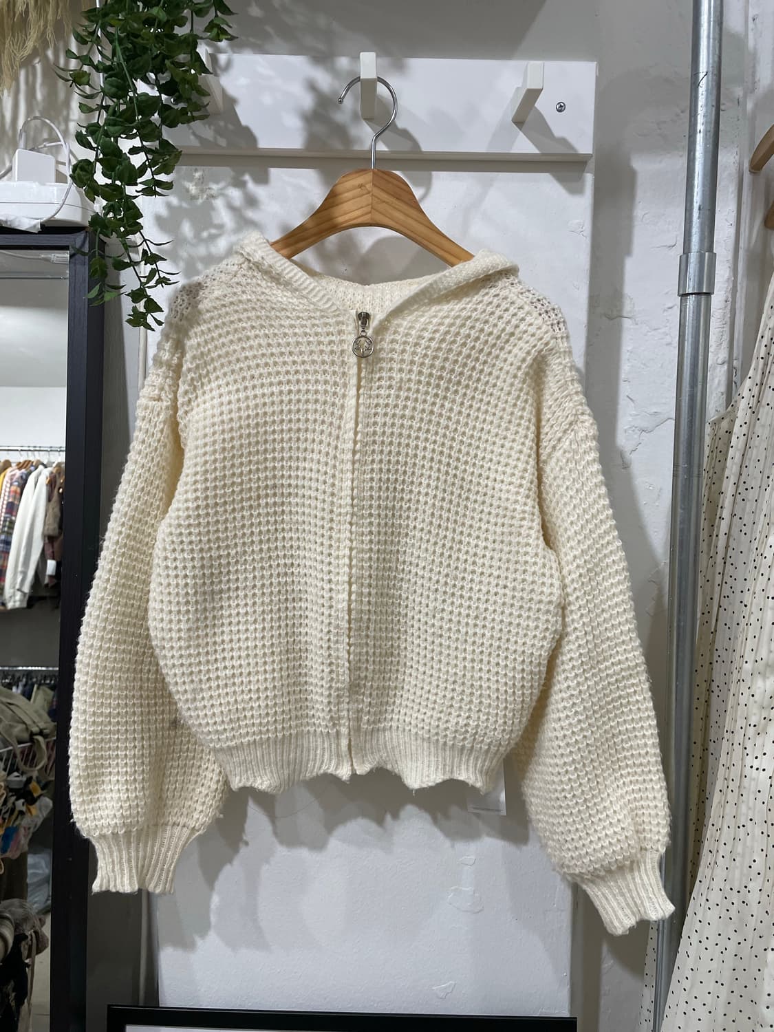 y2k 그린 체크셔츠 / 크롭 니트 후드집업  상품이미지7