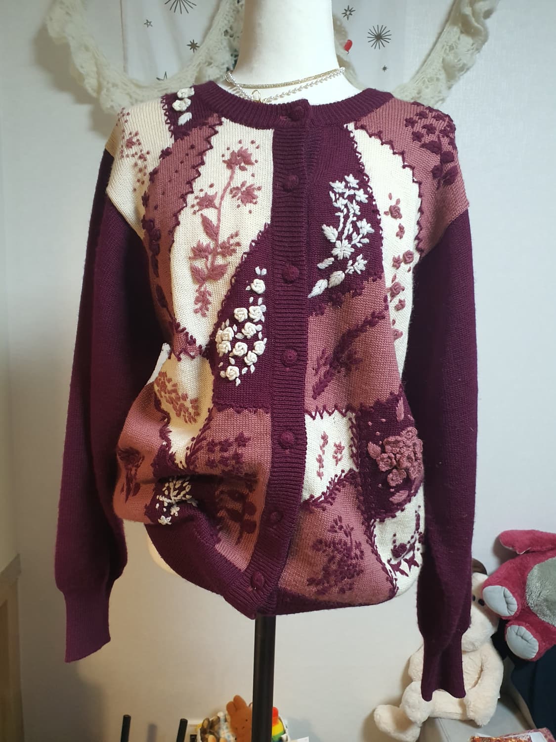 [모리걸] 빈티지 플라워 자수 가디건 일본빈티지 상품이미지2