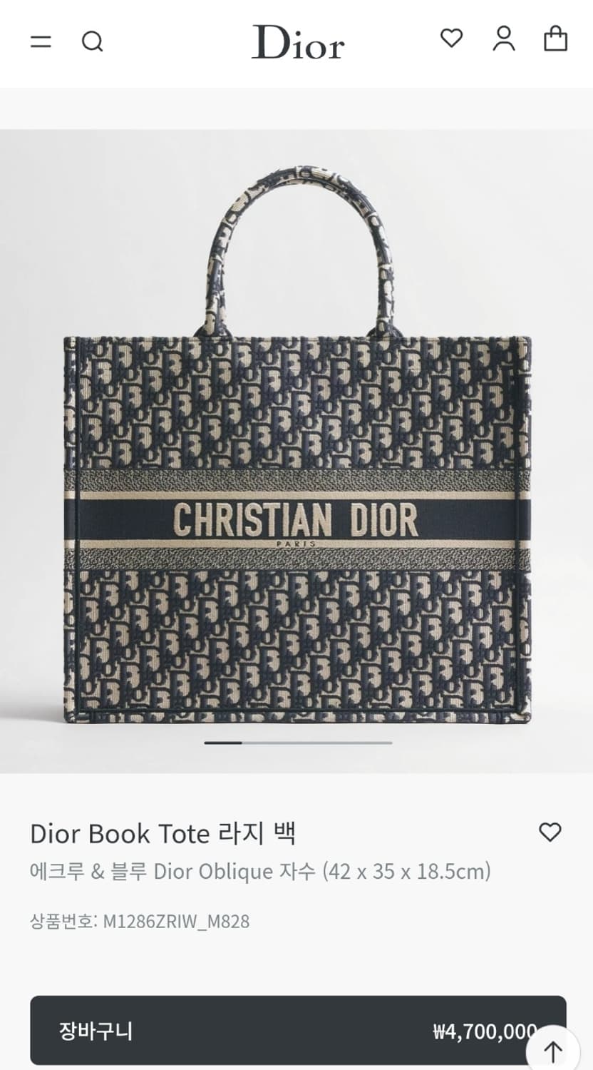 [새상품] 디올 오블리크 북 토트 백 라지 상품이미지1