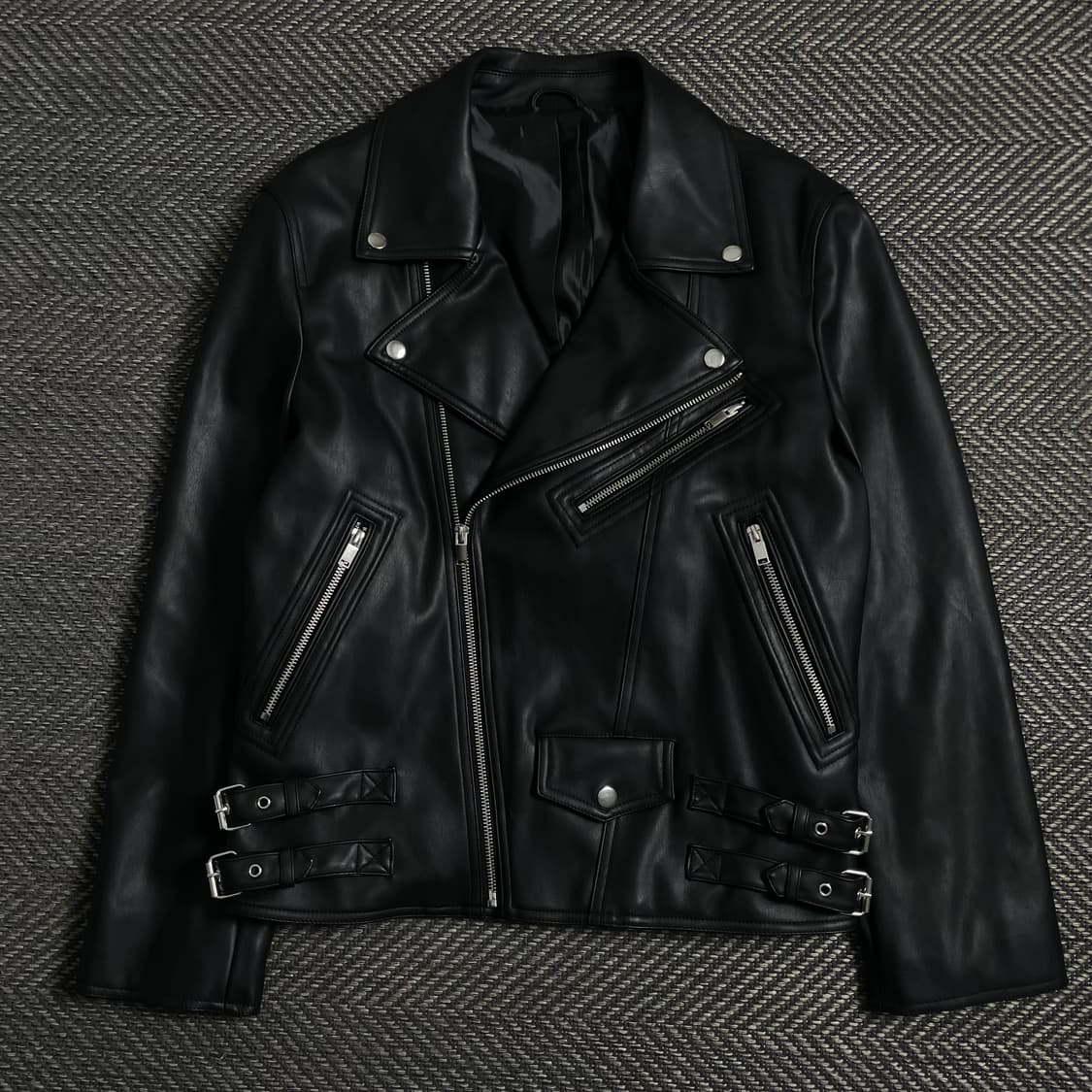 지이크 비건 레더 라이더 가죽 자켓 블랙y 3978 상품이미지2