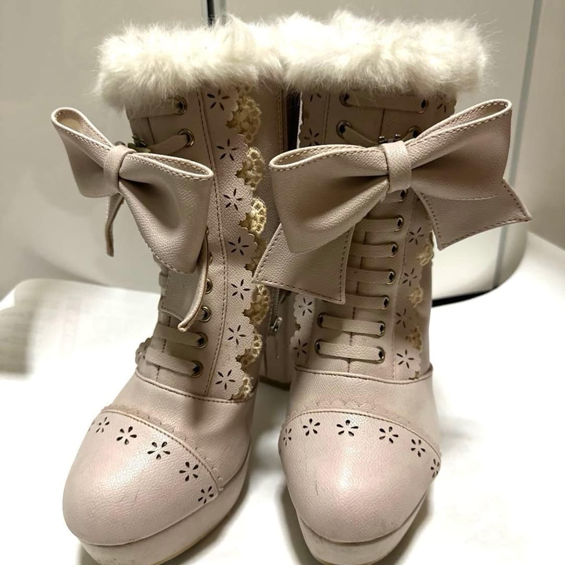 리즈리사 라떼갸루 퍼 굽높이 구두 부츠 상품이미지1