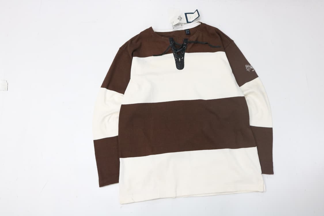 OTTON OXFORD 코튼 옥스포드 레이스업 스트라이프 롱슬리브 상품이미지2