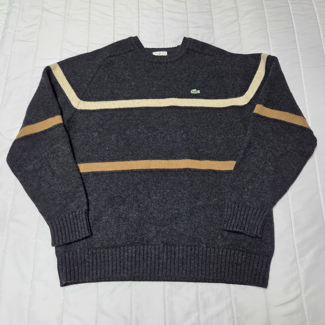 [95]90s 라코스테 울니트 퓨어뉴울100 차콜스트라이프 상품이미지1