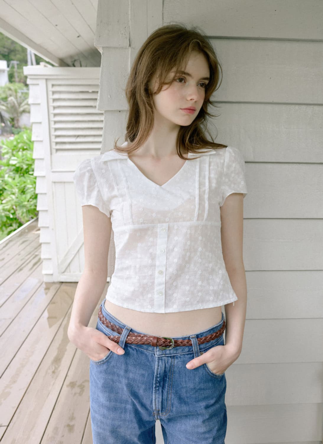 [새상품] 레터프롬문 베키아 브이넥 카라 블라우스 (S) 상품이미지1