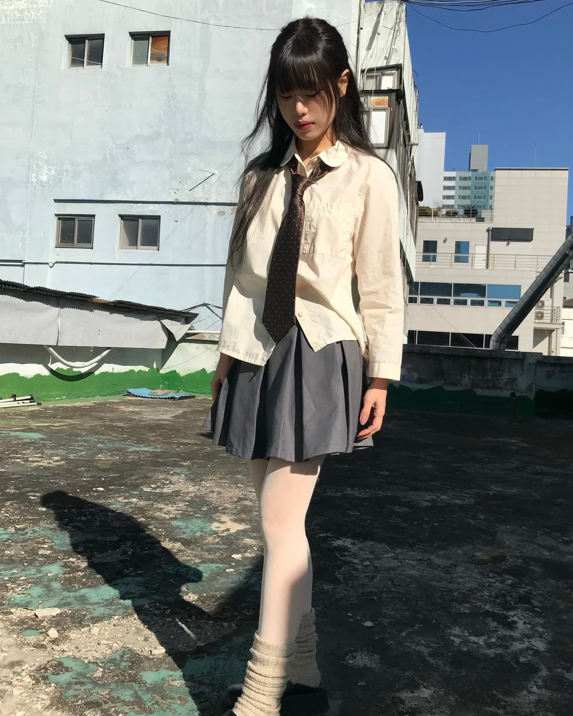 그레이 미니 플리츠 스커트 상품이미지3