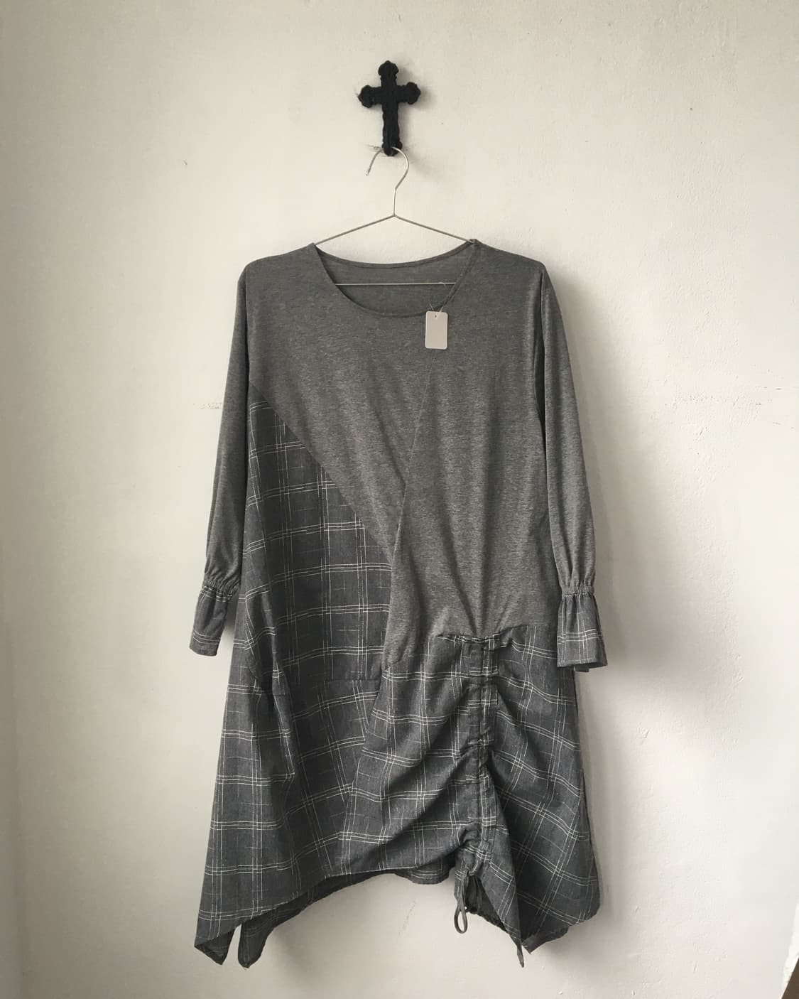 Check pattern layered shirring point one 상품이미지2