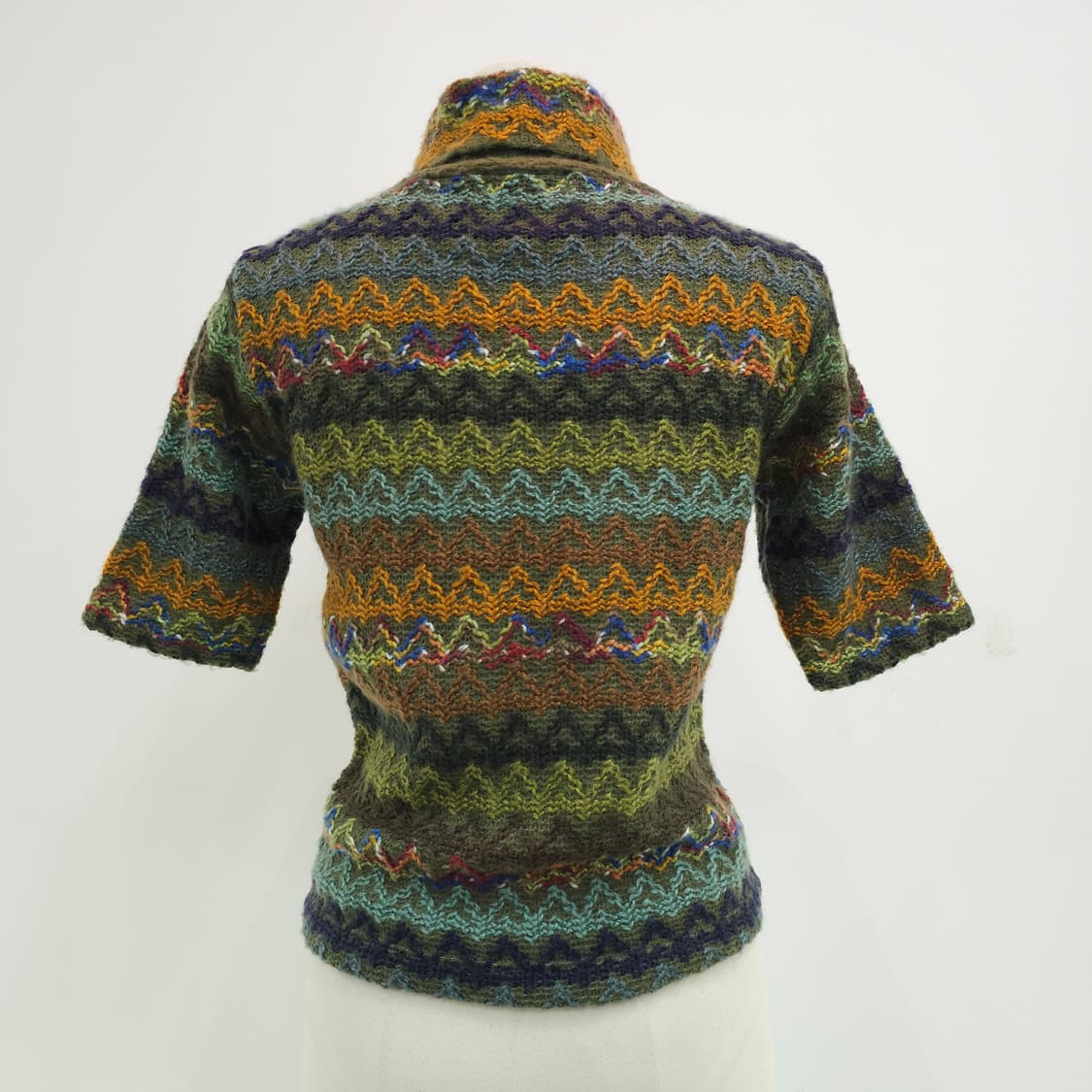 빈티지 컬러믹스 지그재그 반폴라 반팔니트 상품이미지7