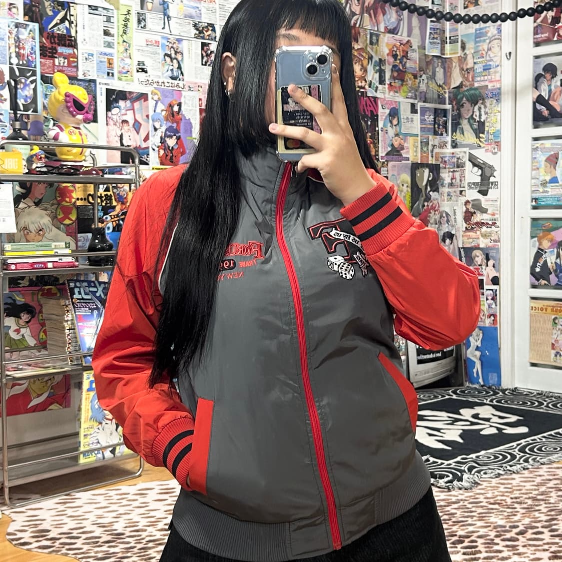 후부 자수 패치 누빔 바람막이 바시티 자켓 상품이미지2