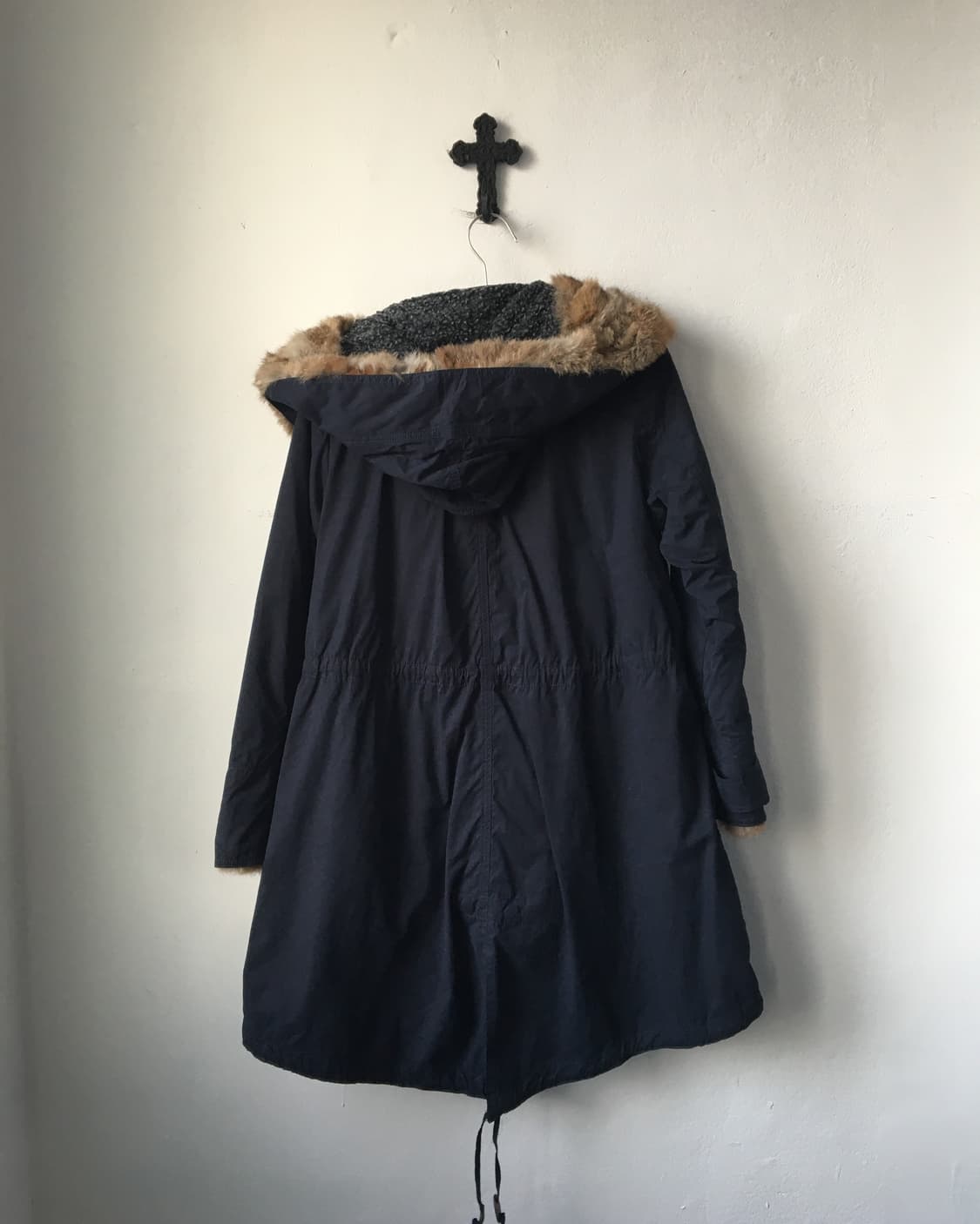 Fake fur point navy filed jacket 상품이미지3