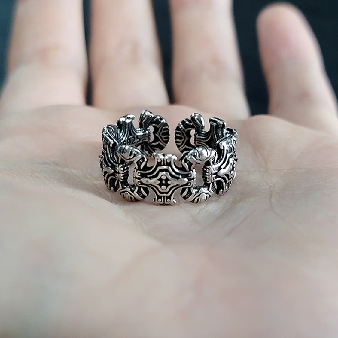 Drax 실버 남자 엔틱 빈티지 명품 기계 십자가 반지 상품이미지5