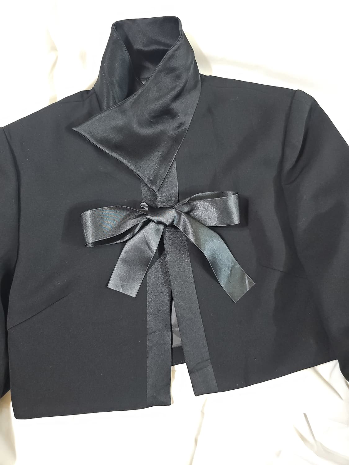 일본 빈티지 새틴 리본 타이 크롭 볼레로 블레이저 자켓 상품이미지6