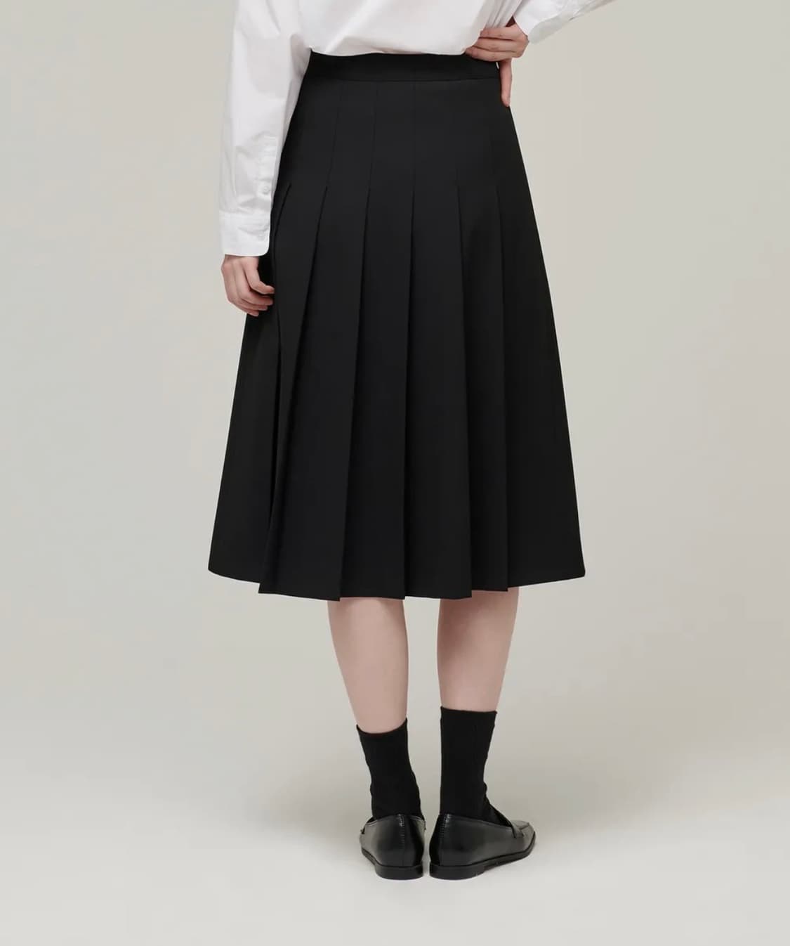 우먼즈 플리츠 미디 스커트 [블랙] 상품이미지2