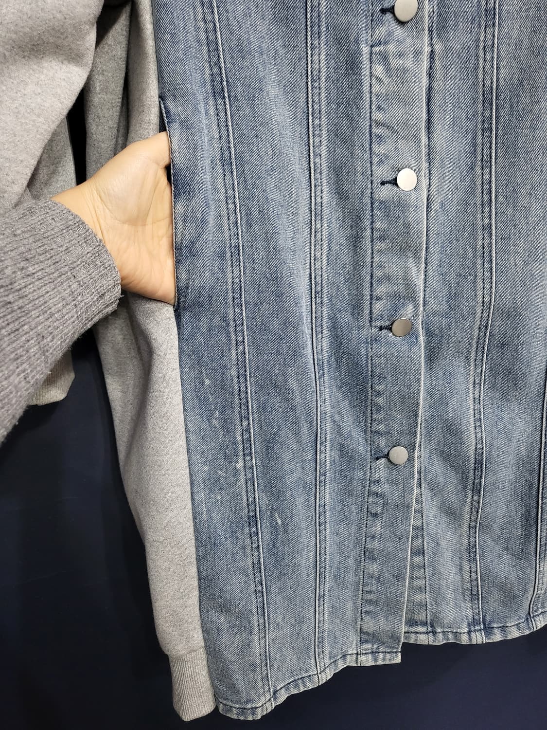 데님청 박시핏 후드 롱자켓 상품이미지3