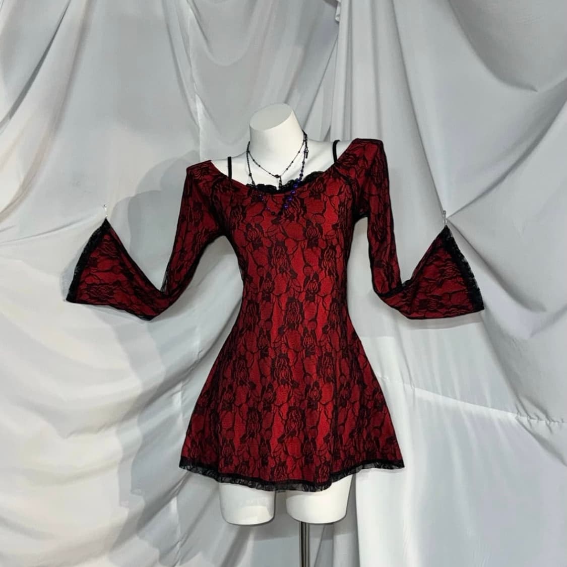 고스고딕 레이스 블랙,레드 코디세트 판매 상품이미지1