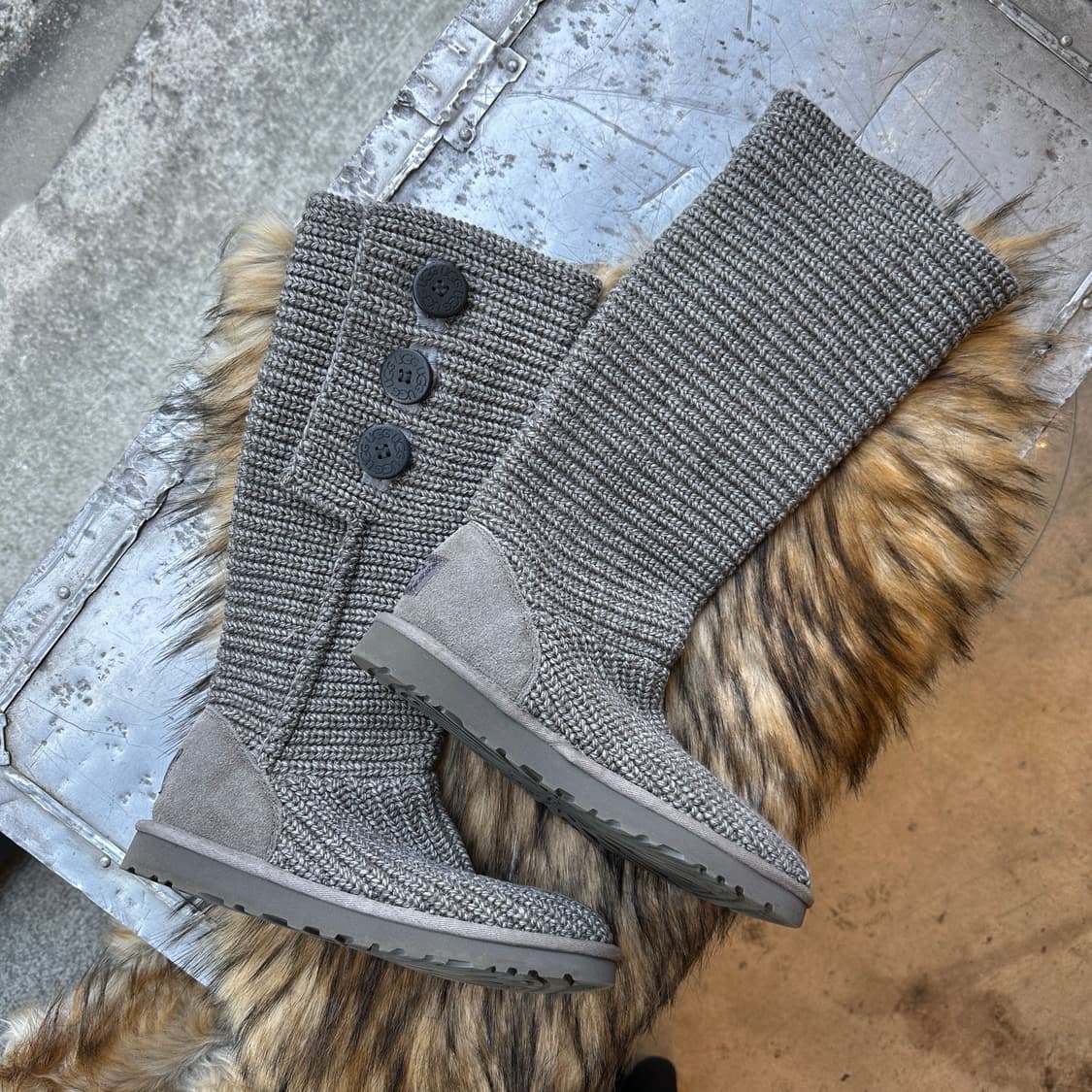 00s 그레이 니트 카디 어그 부츠 상품이미지3