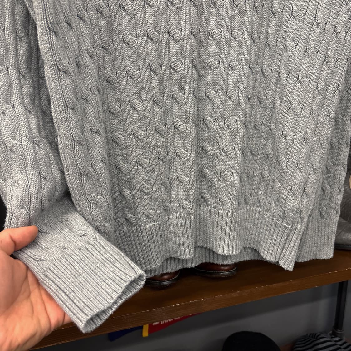 신형라벨 폴로 랄프로렌 케이블 코튼니트 스웨터 그레이 N1052 상품이미지4