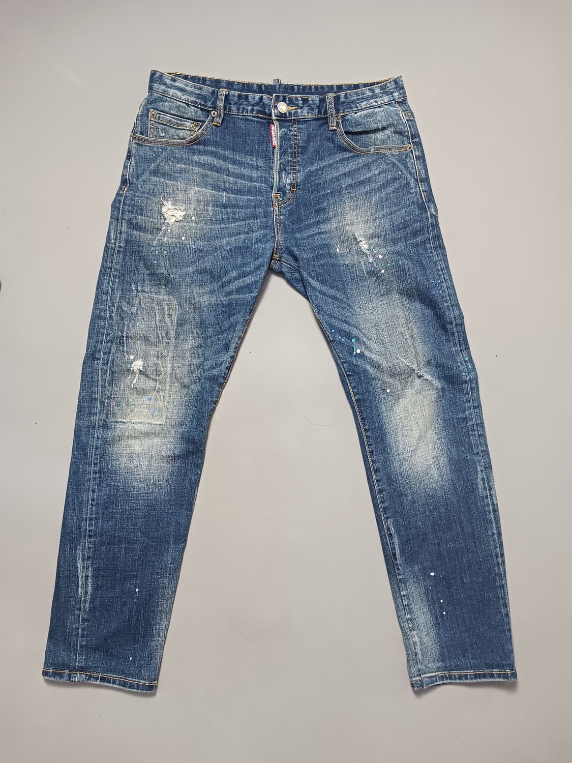 [32] 디스퀘어드2 멀티페인팅 덧댐 슬림진 청바지 상품이미지1