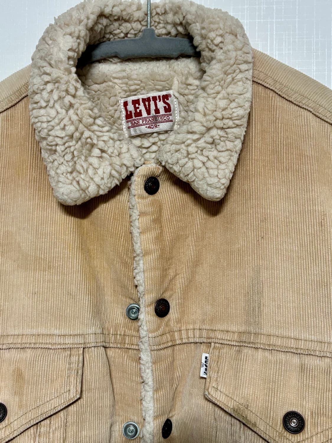 80s USA Levi's 리바이스 빈티지 코듀로이 베이지 쉐르파 자켓 상품이미지5