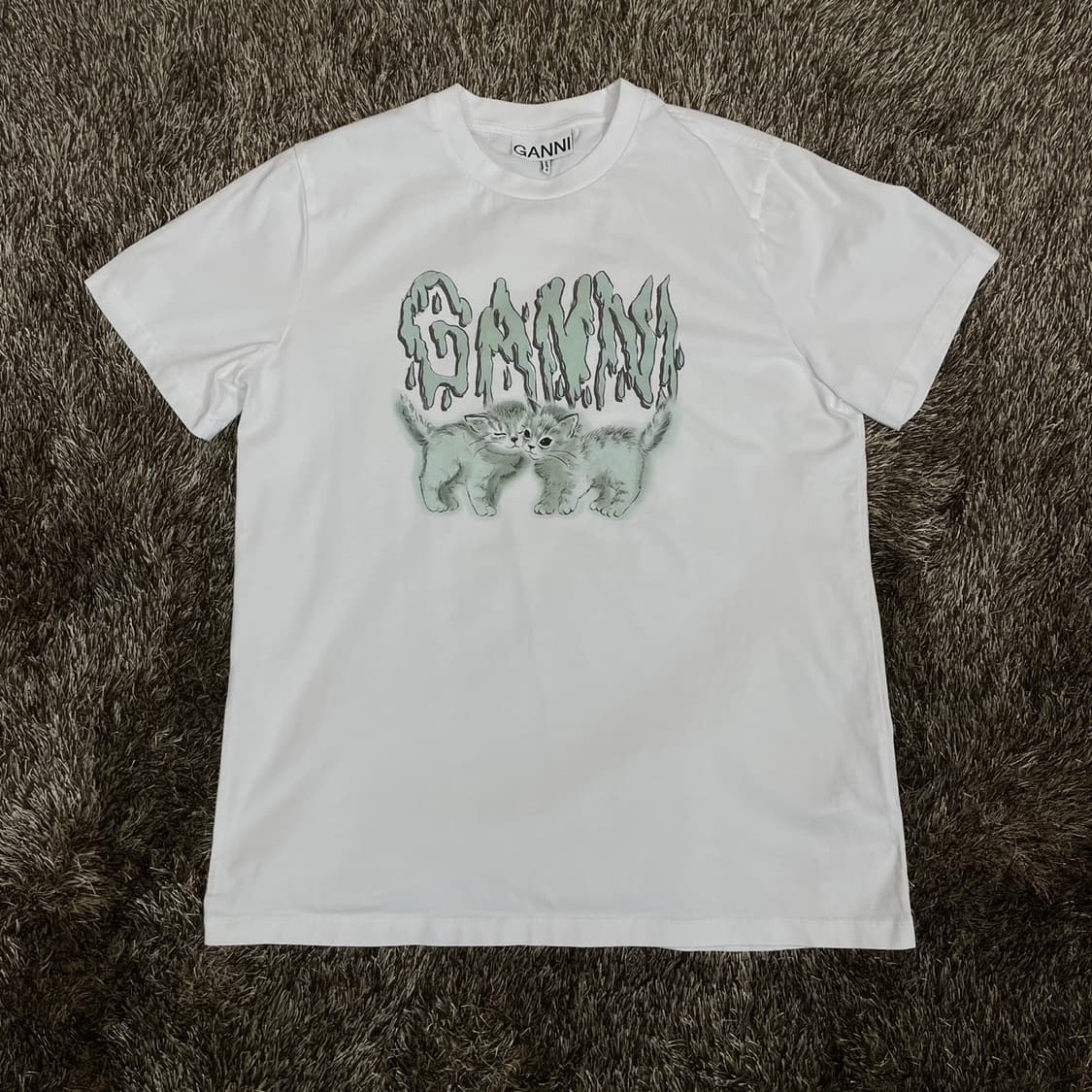 가니 GANNI 화이트 러브 캣 반팔 티셔츠 XS 상품이미지1